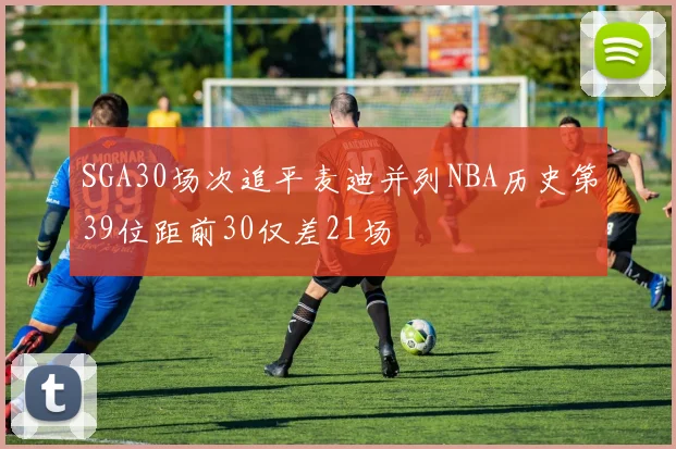 SGA30场次追平麦迪并列NBA历史第39位距前30仅差21场
